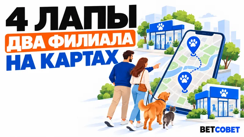 Два филиала «4 лапы» в Яндекс Картах
